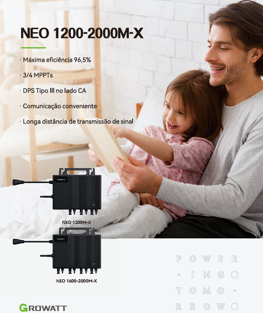 MICROINVERSOR SOLAR GROWATT NEO2000M-X 2KW 220V 4MPPT MONITORAMENTO WIFI