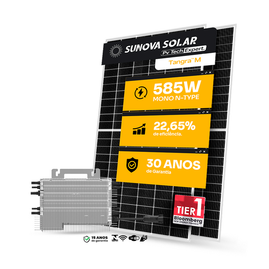 KIT ENERGIA SOLAR 1000KWH MÊS 7,60KWP 13 PAINEL SUNOVA 585W MICRO DEYE 9KW 220V 16MPPT