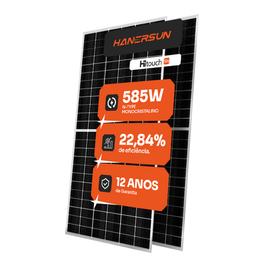 PAINEL SOLAR HANERSUN 585W HITOUCH 5N HN18N-72H MONOCRISTALINO HALF CELL